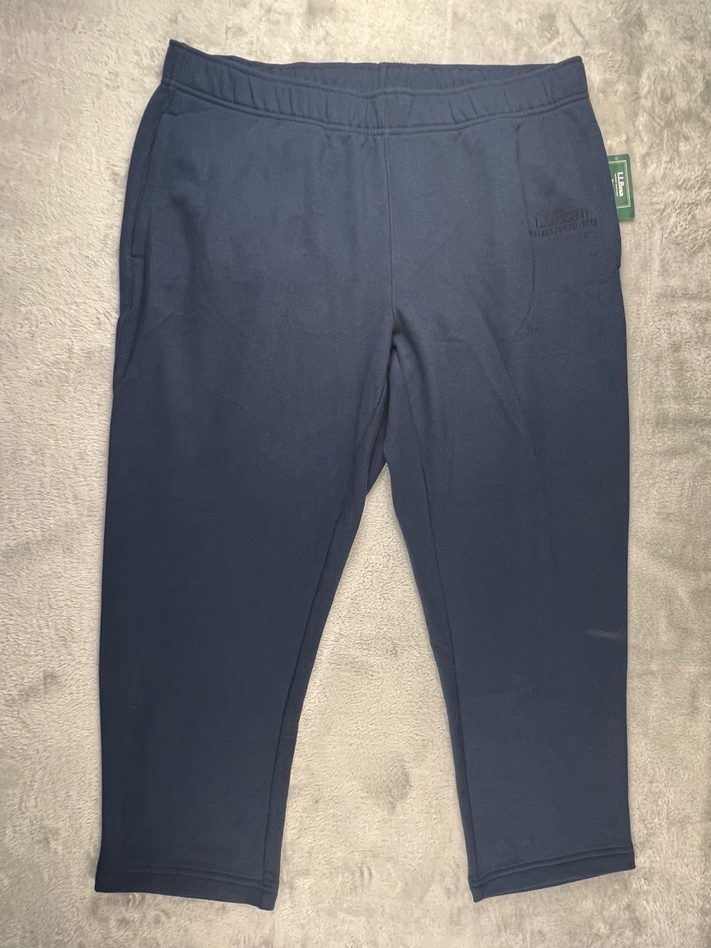 LL Bean Mens Cotton Fleece Jogger Sweatpants Size XL Navy Blue 28” Inseam 515165